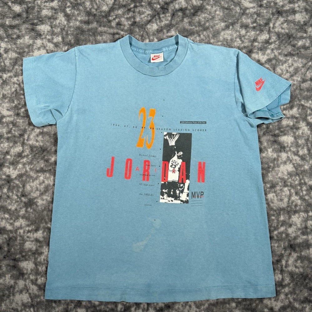 Vintage Nike Jordan Defensive Player Of The Year TShirt Mens L USA Made 90s Blue